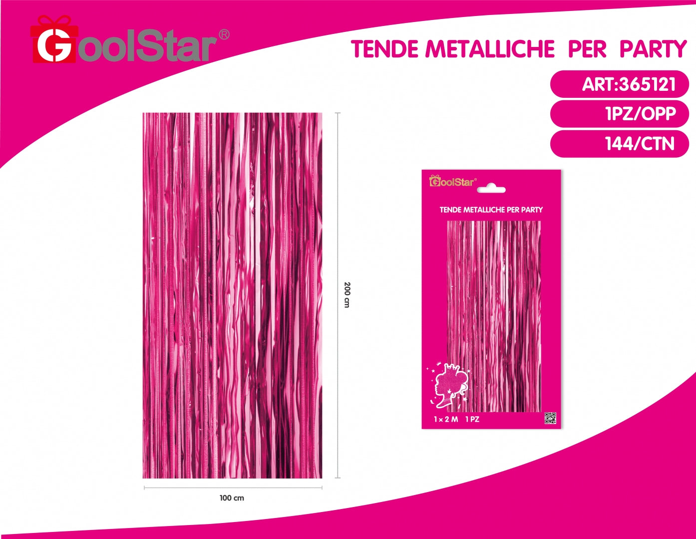 Tenda Metallica Rosa per Feste – 100x200 cm