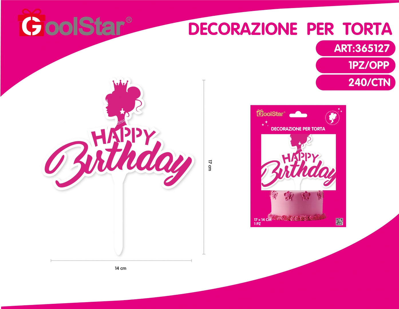 Decorazione per Torta "Happy Birthday" – 1 Pezzo