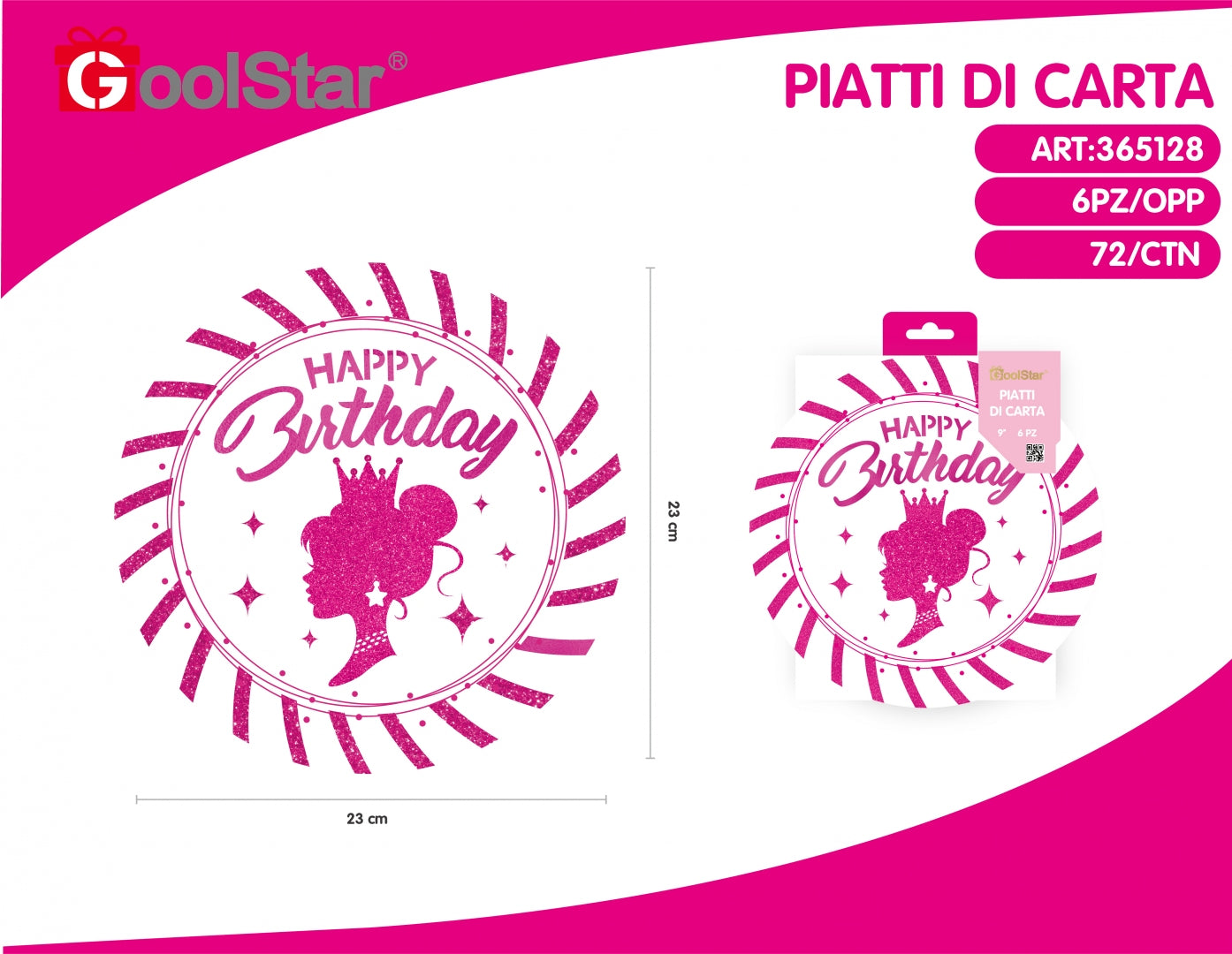 Piatti di Carta "Happy Birthday" Grandi – 6 Pezzi