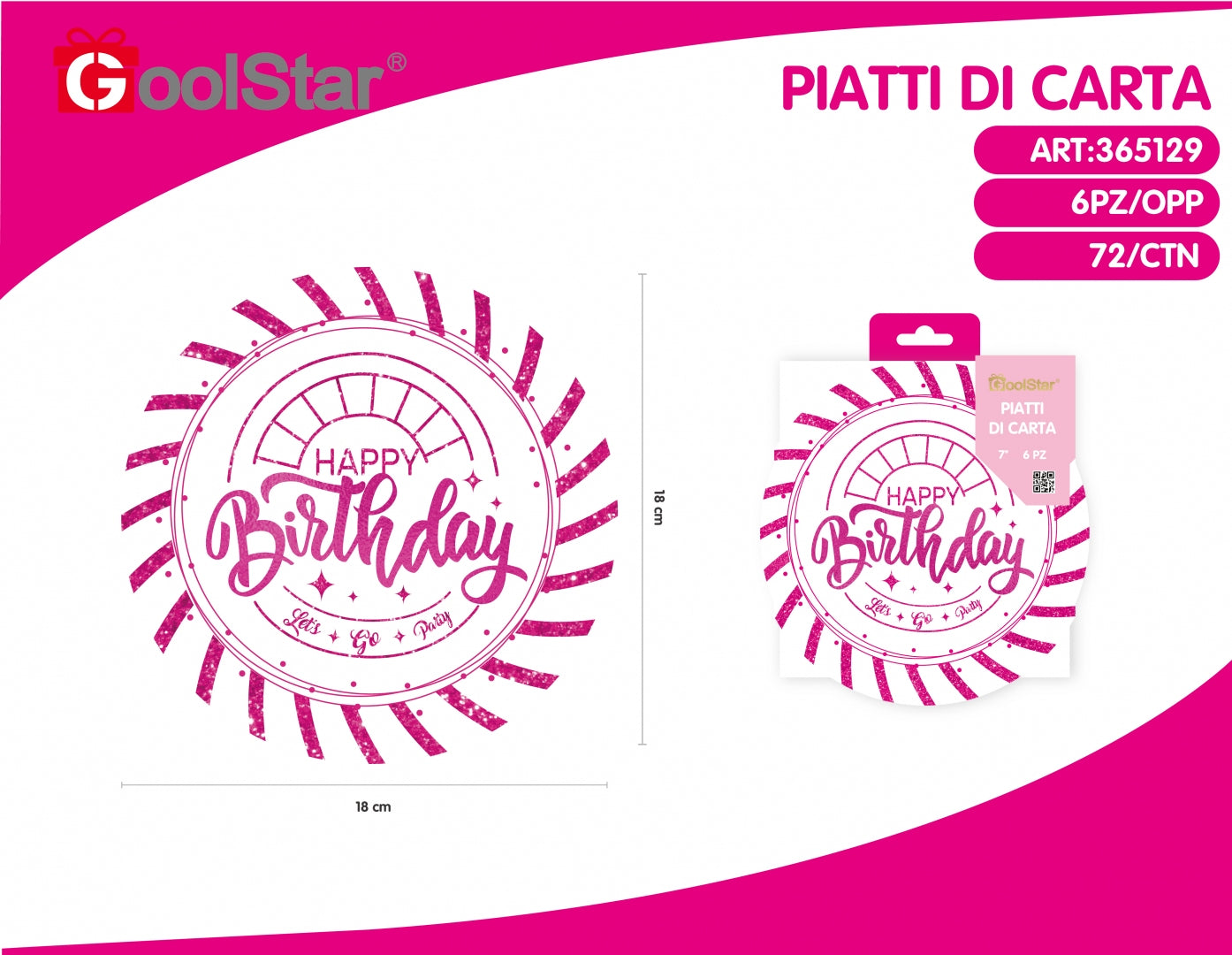 Piatti di carta "Happy Birthday" Piccoli - 6 Pezzi