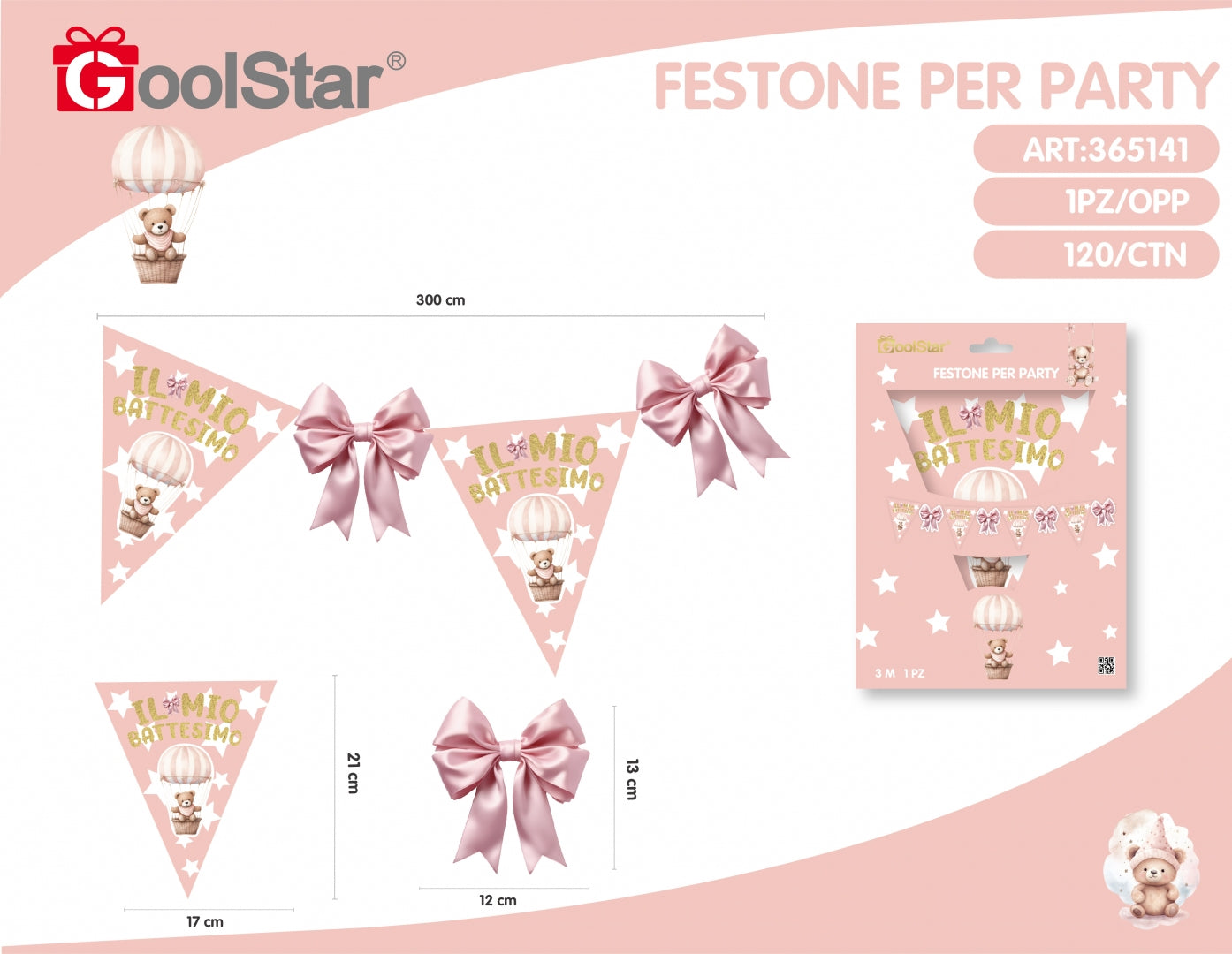 Festone Bandierine “Il Mio Battesimo” Rosa o Azzurro – Addobbo GoolStar