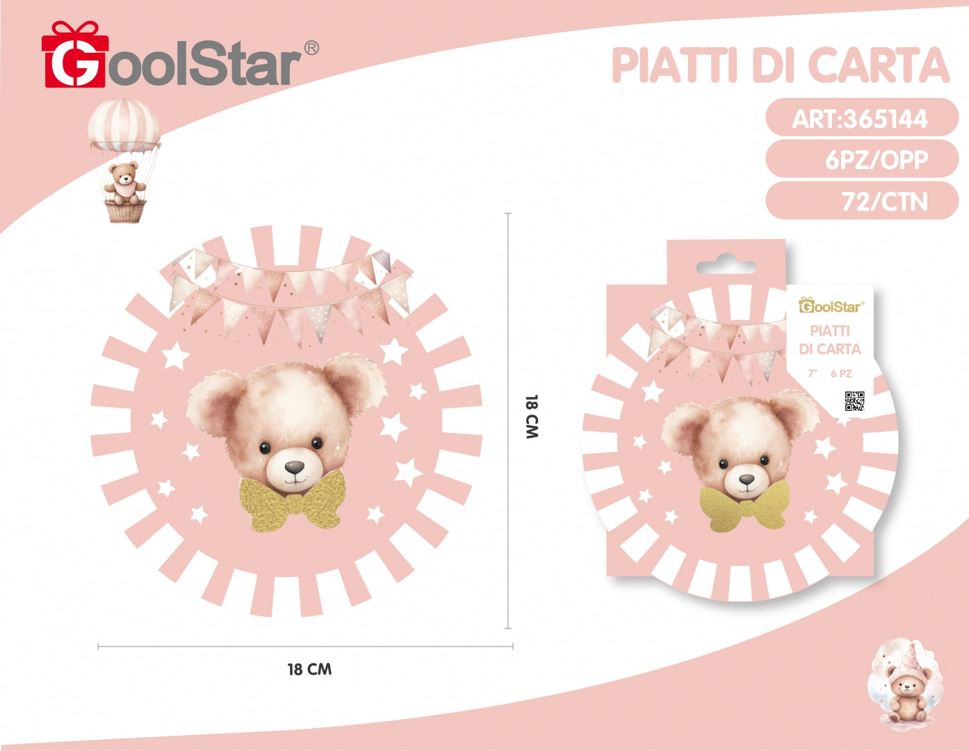 Piatti di carta Piccoli “Il Mio Battesimo” rosa o azzurro – 18 cm – GoolStar