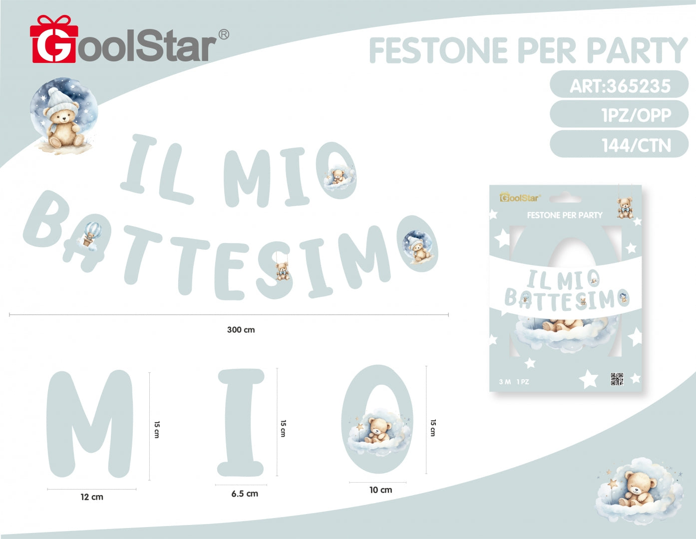 Festone “Il Mio Battesimo” Rosa o Azzurro – Decorazione per Battesimo GoolStar