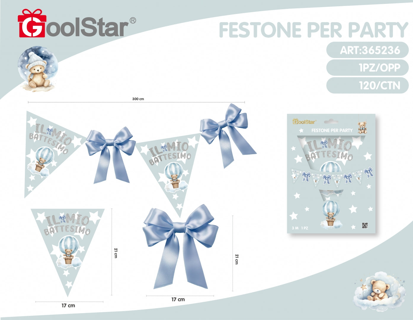 Festone Bandierine “Il Mio Battesimo” Rosa o Azzurro – Addobbo GoolStar