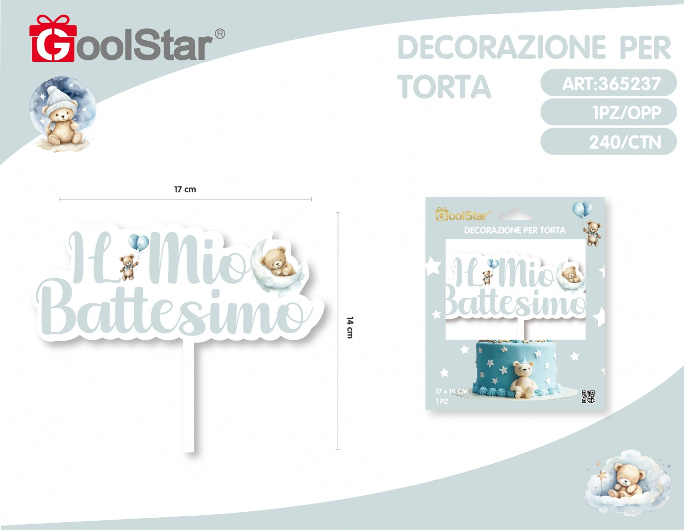 Cake Topper “Il Mio Battesimo” Rosa o Azzurro – Decorazione Torta GoolStar