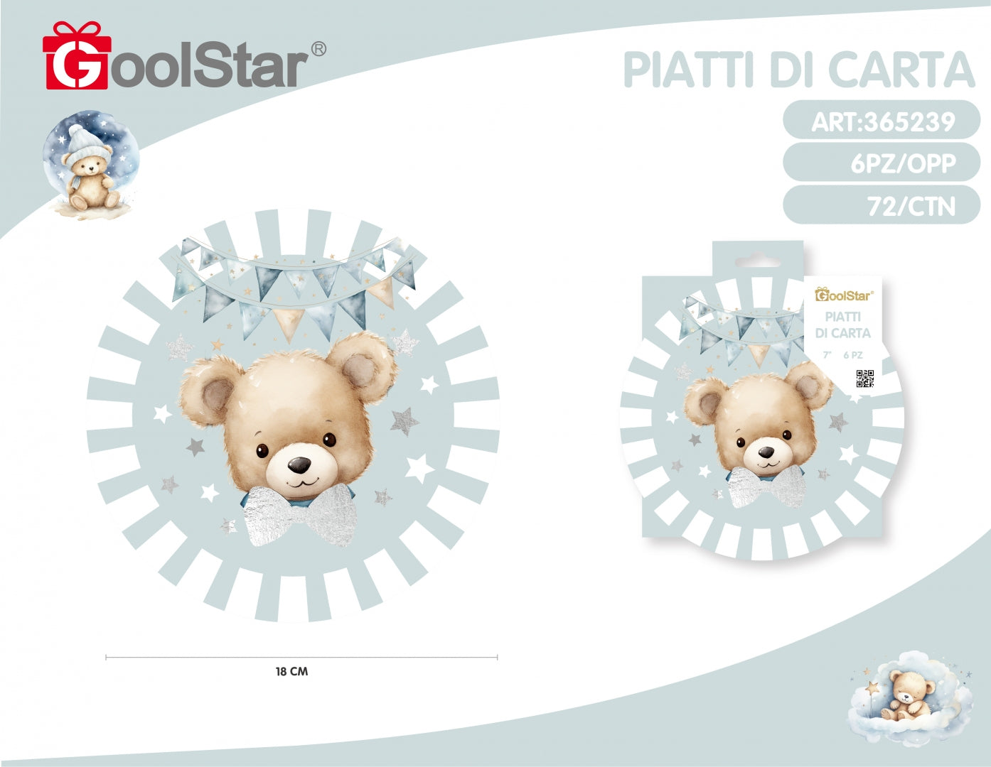 Piatti di carta Piccoli “Il Mio Battesimo” rosa o azzurro – 18 cm – GoolStar