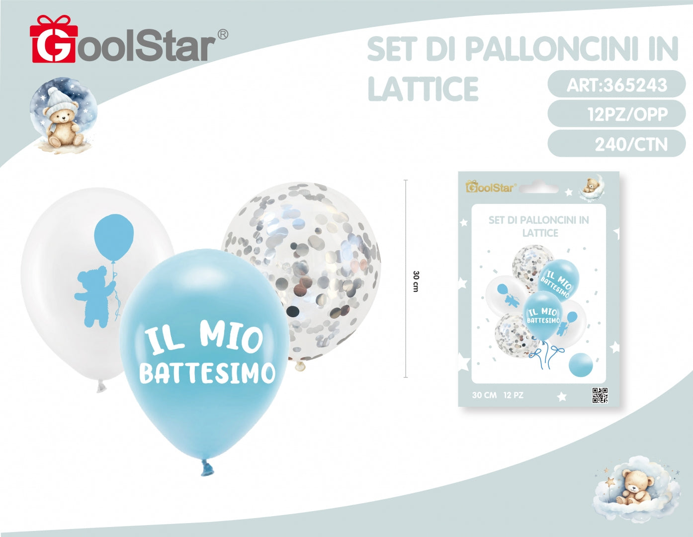 Set palloncini in lattice “Il Mio Battesimo” 12 pezzi Rosa o Azzurro – GoolStar