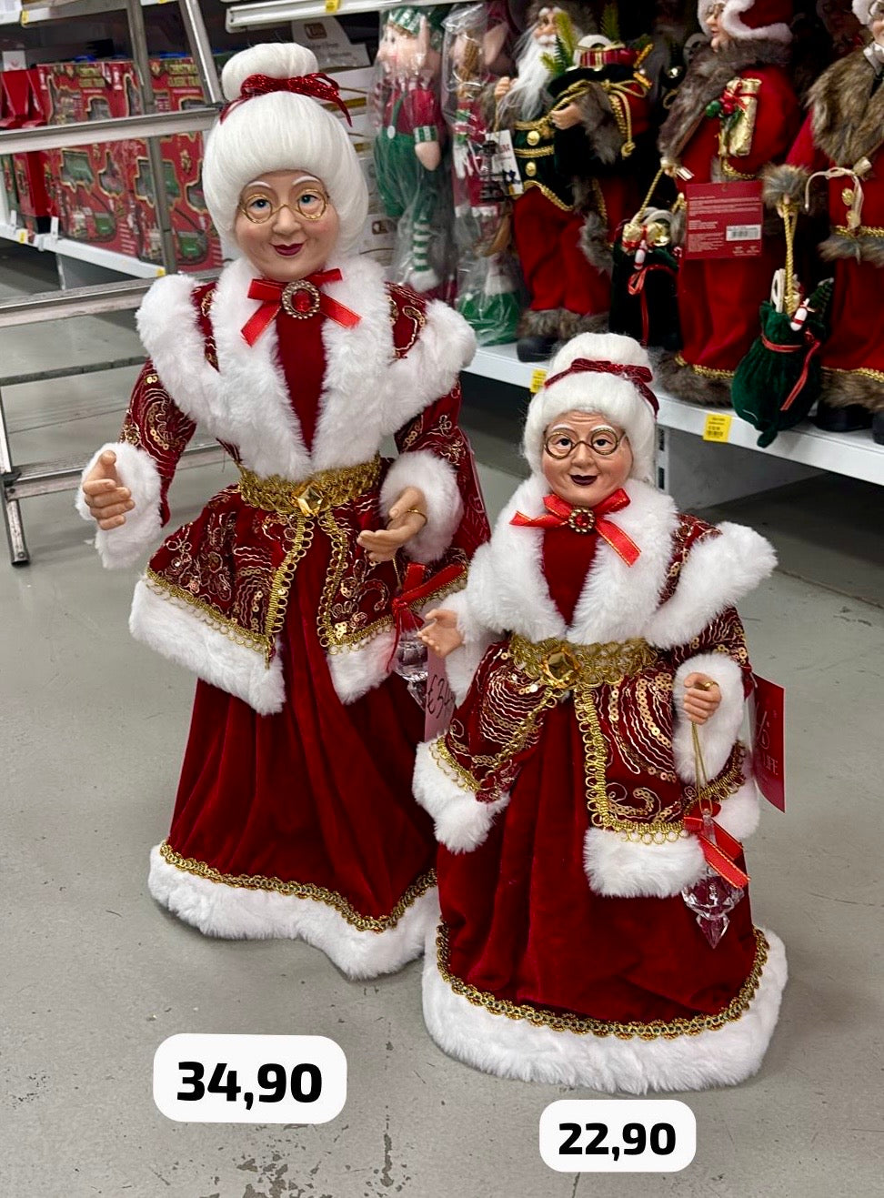 Signora Natale Decorativa in Velluto Rosso e Pelliccia Bianca – Disponibile in 2 Misure