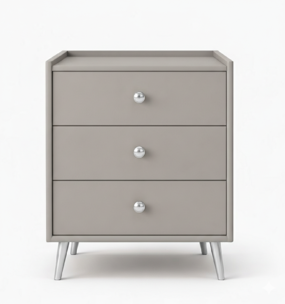 Comodino Smart in Camoscio con 3 Cassetti, Luci LED, Bluetooth e Ricarica Wireless