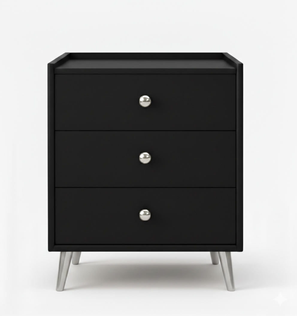 Comodino Smart in Camoscio con 3 Cassetti, Luci LED, Bluetooth e Ricarica Wireless