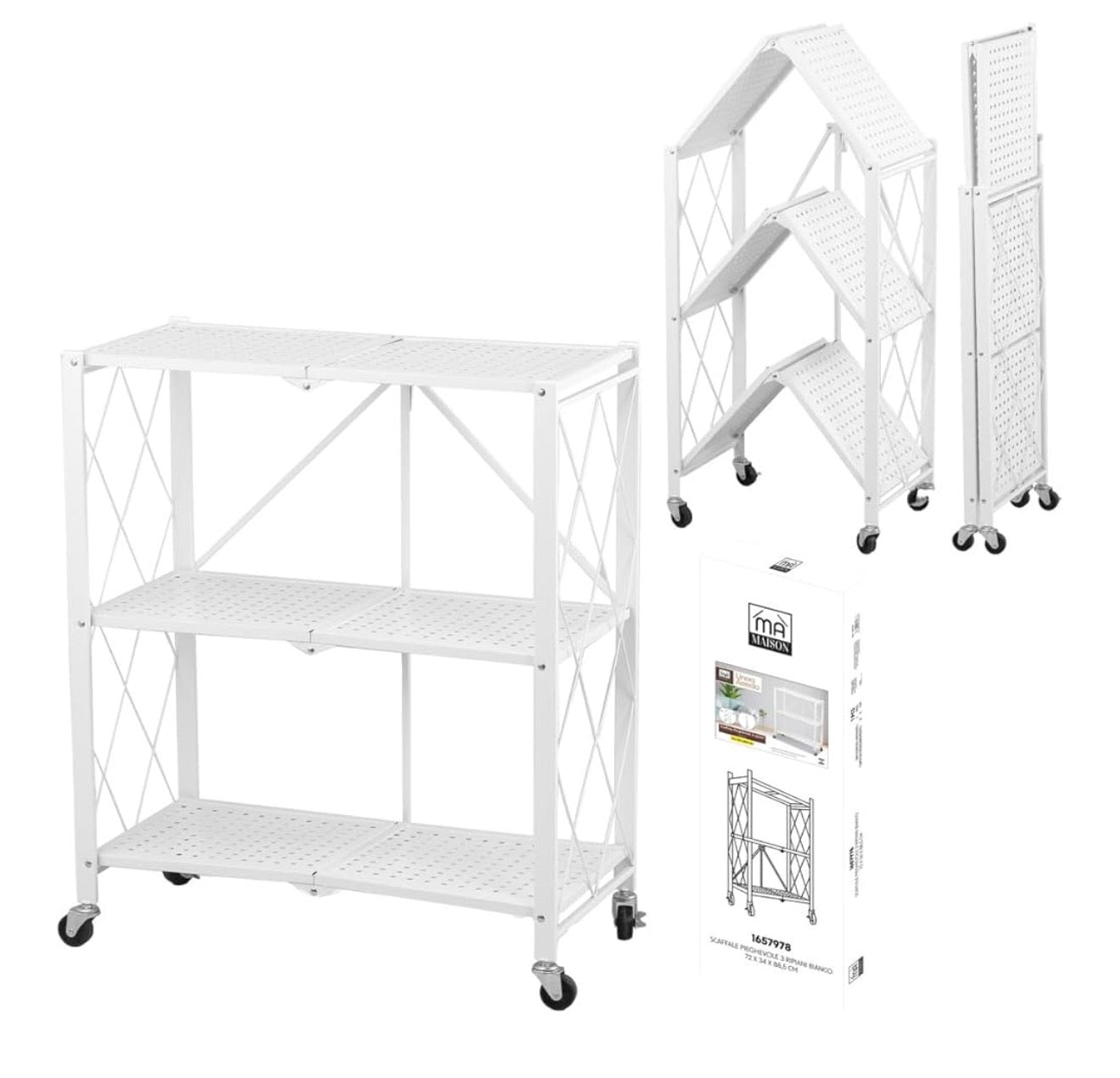 Scaffale Multiuso Industrial Style 3 Ripiani – Bianco