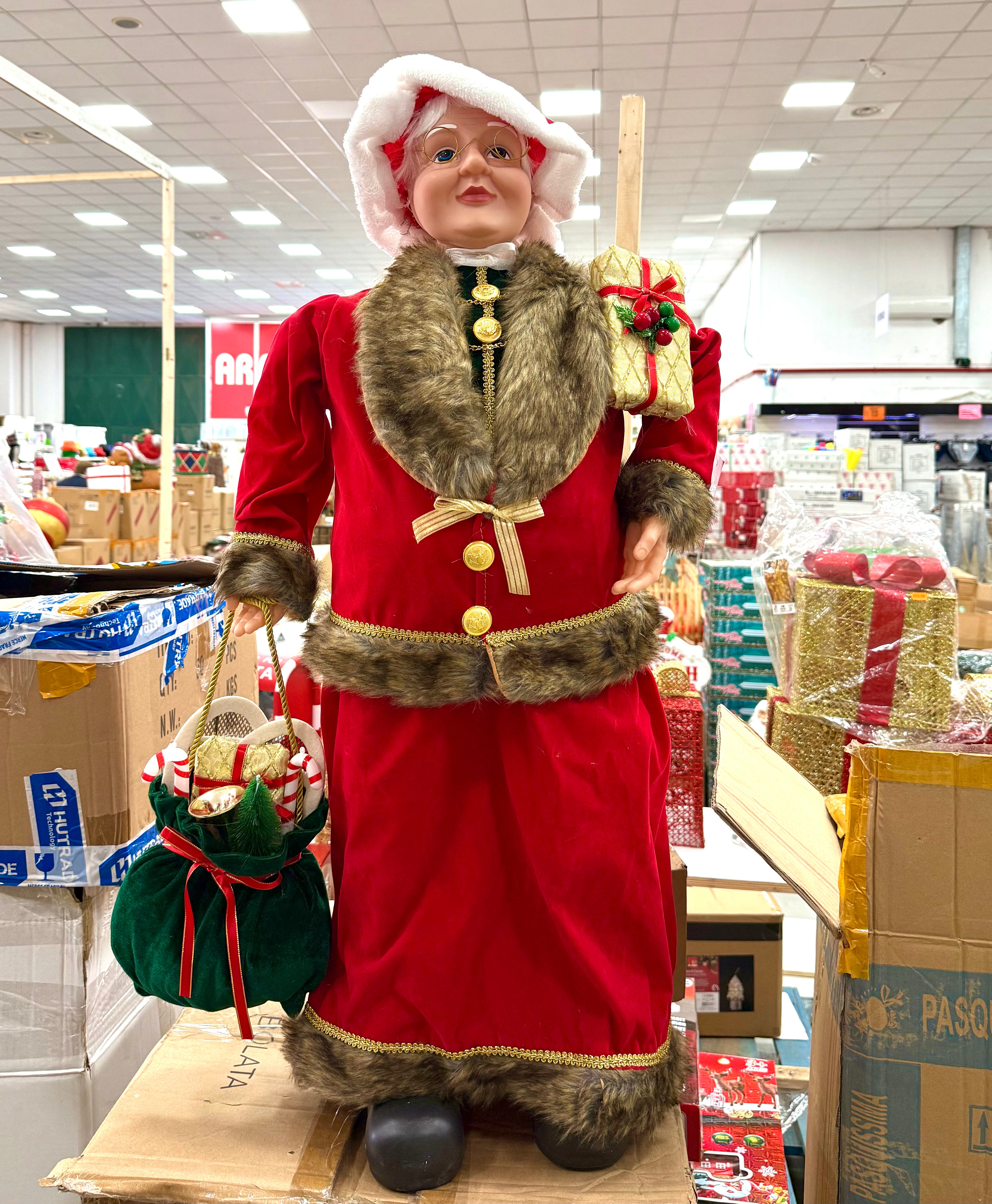 Signora Natale Decorativa con Sacco Regalo – Disponibile in 3 Misure