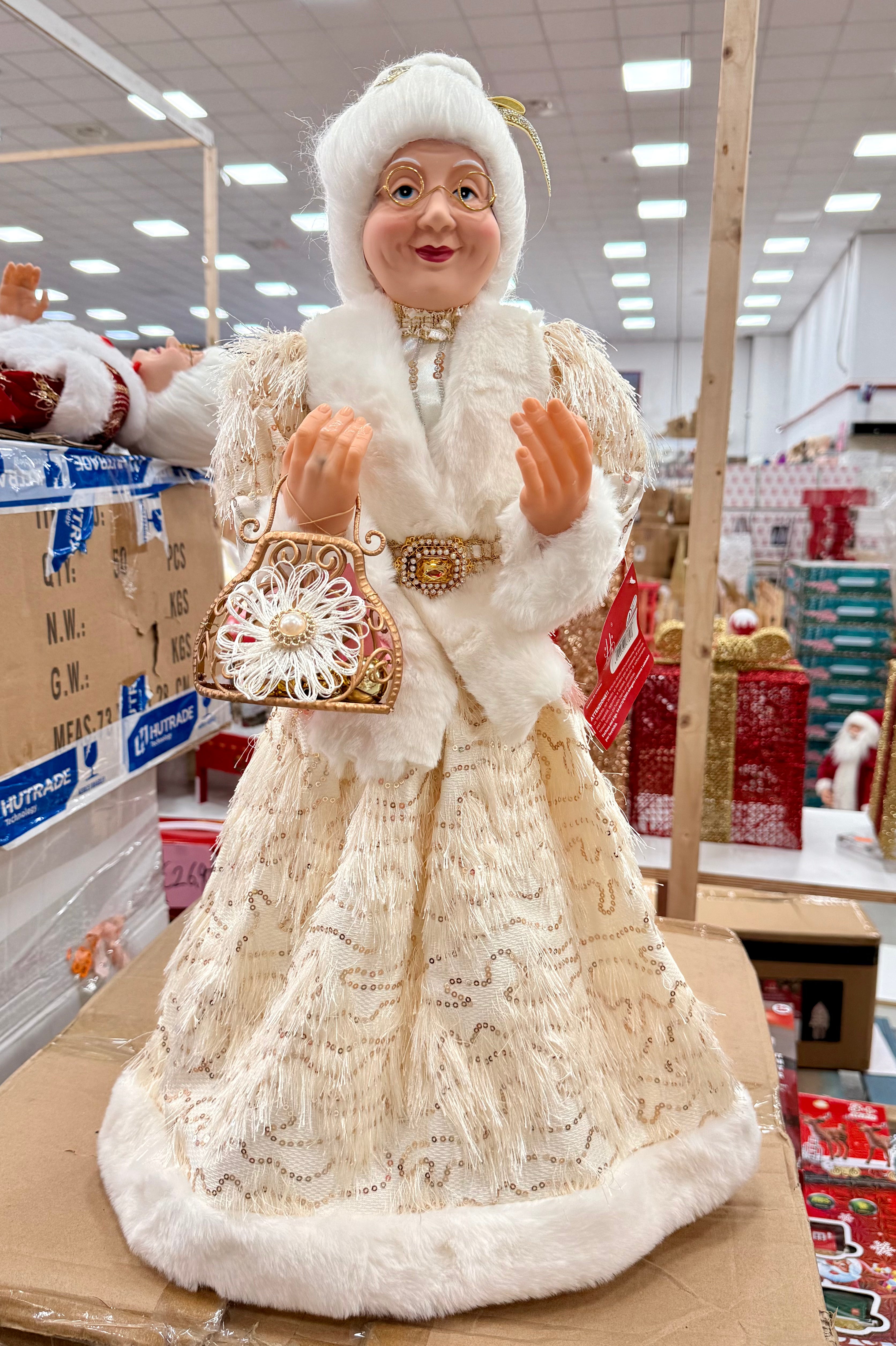 Signora Natale Decorativa in Bianco e Oro – Disponibile in 2 Misure