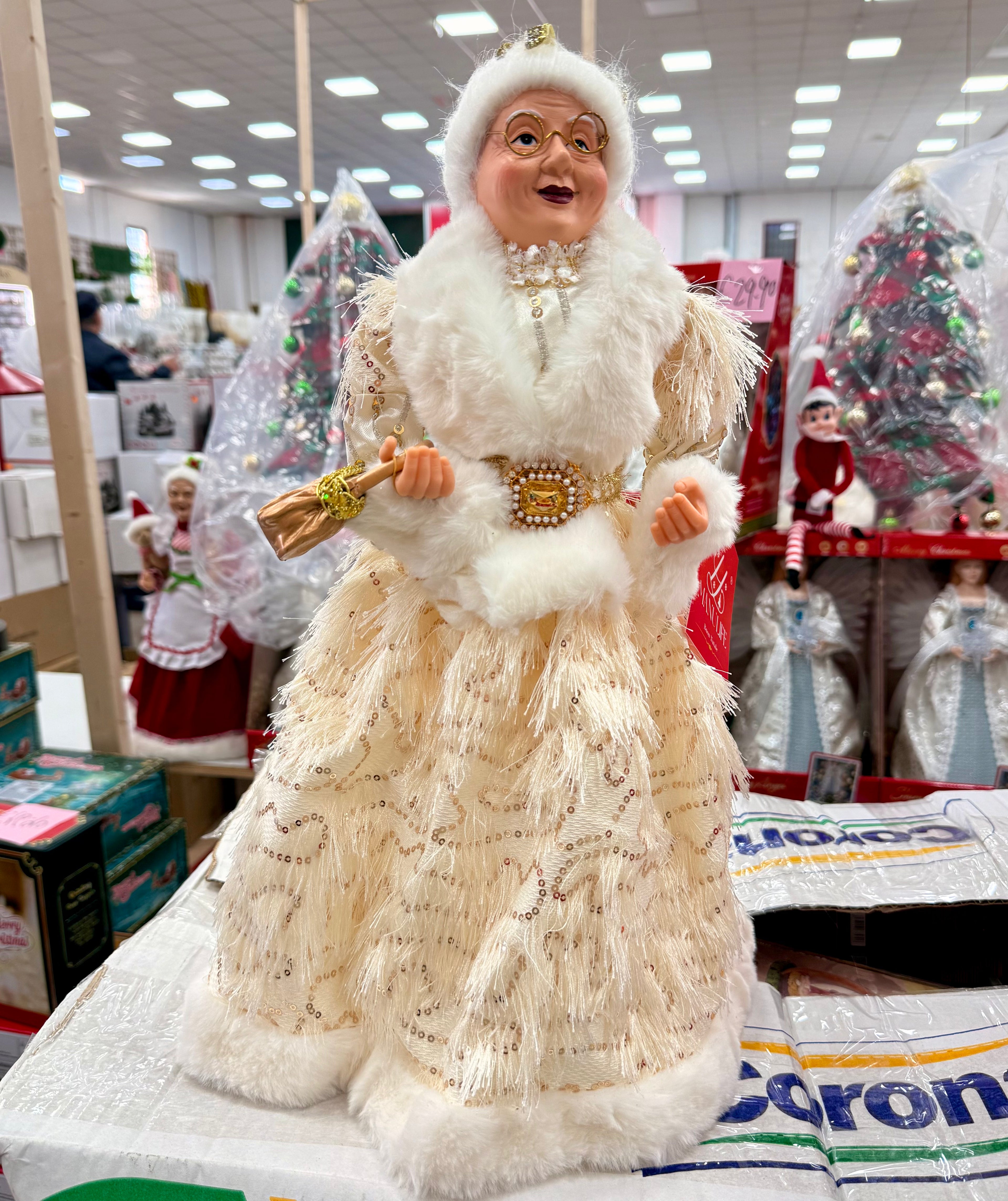 Signora Natale Decorativa in Bianco e Oro – Disponibile in 2 Misure