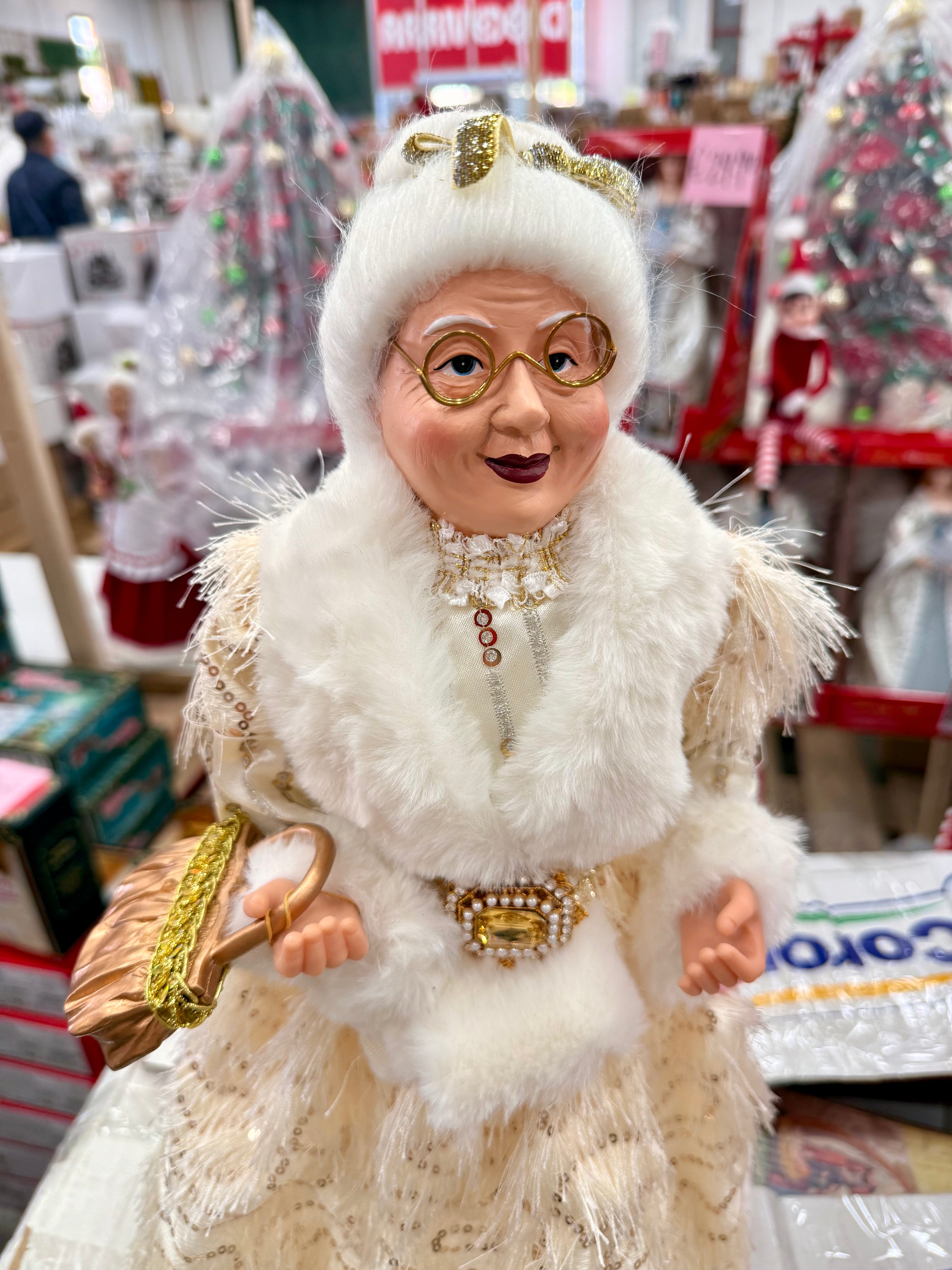 Signora Natale Decorativa in Bianco e Oro – Disponibile in 2 Misure