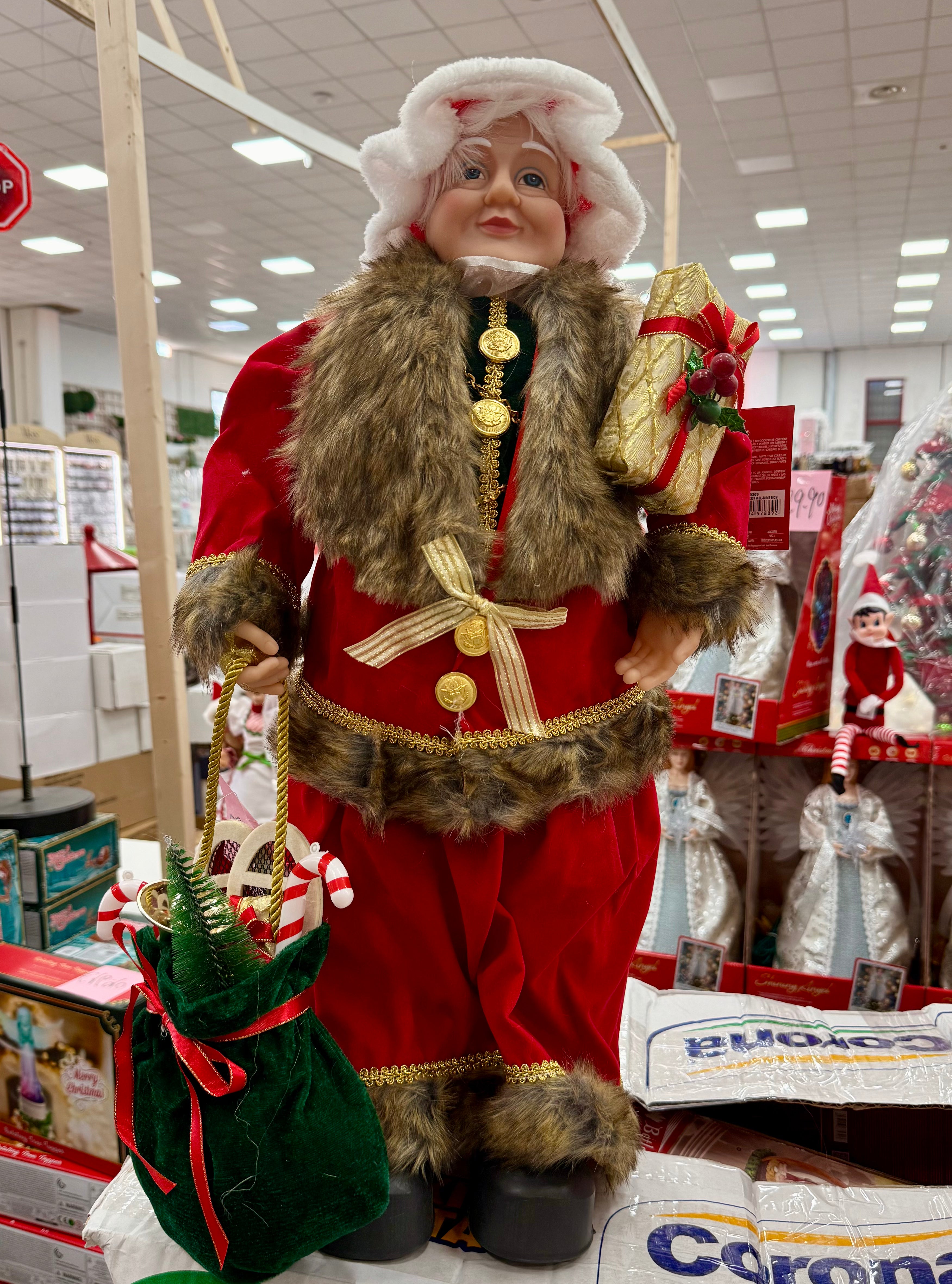 Signora Natale Decorativa con Sacco Regalo – Disponibile in 3 Misure