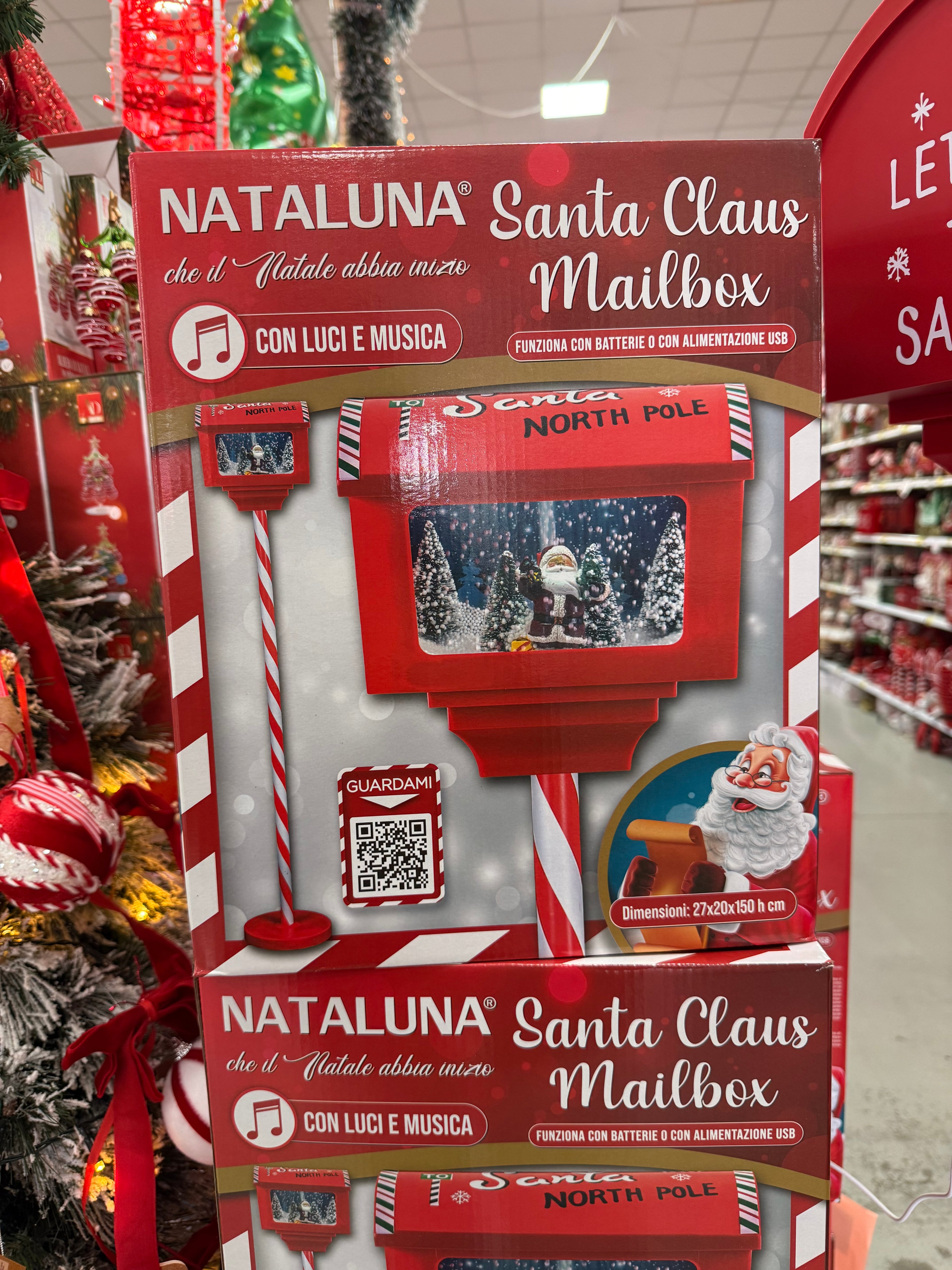 Cassetta Postale di Babbo Natale Nataluna con Luci e Musica – Misura 150 cm