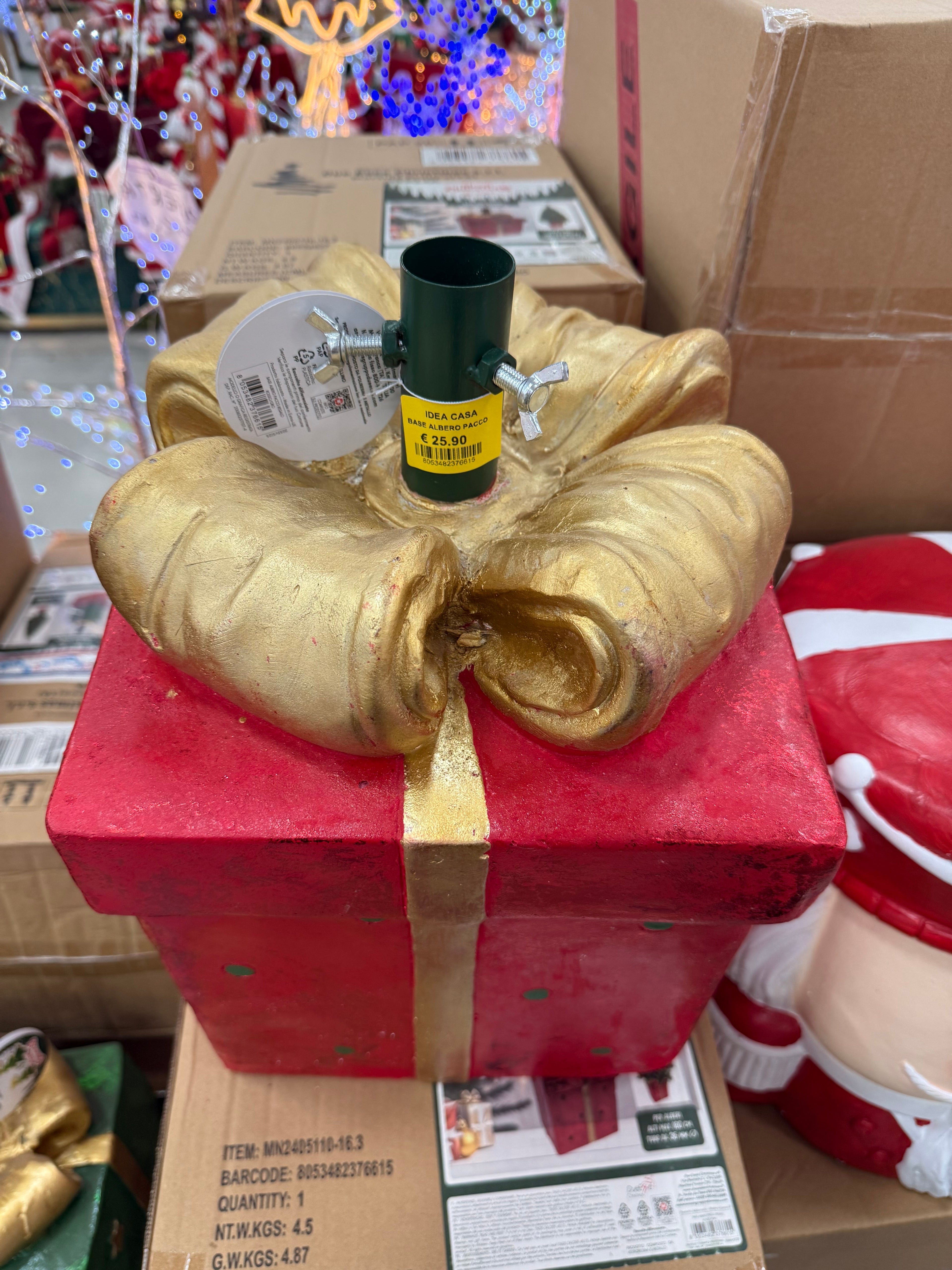 Base Albero di Natale Regalo con Fiocco Dorato