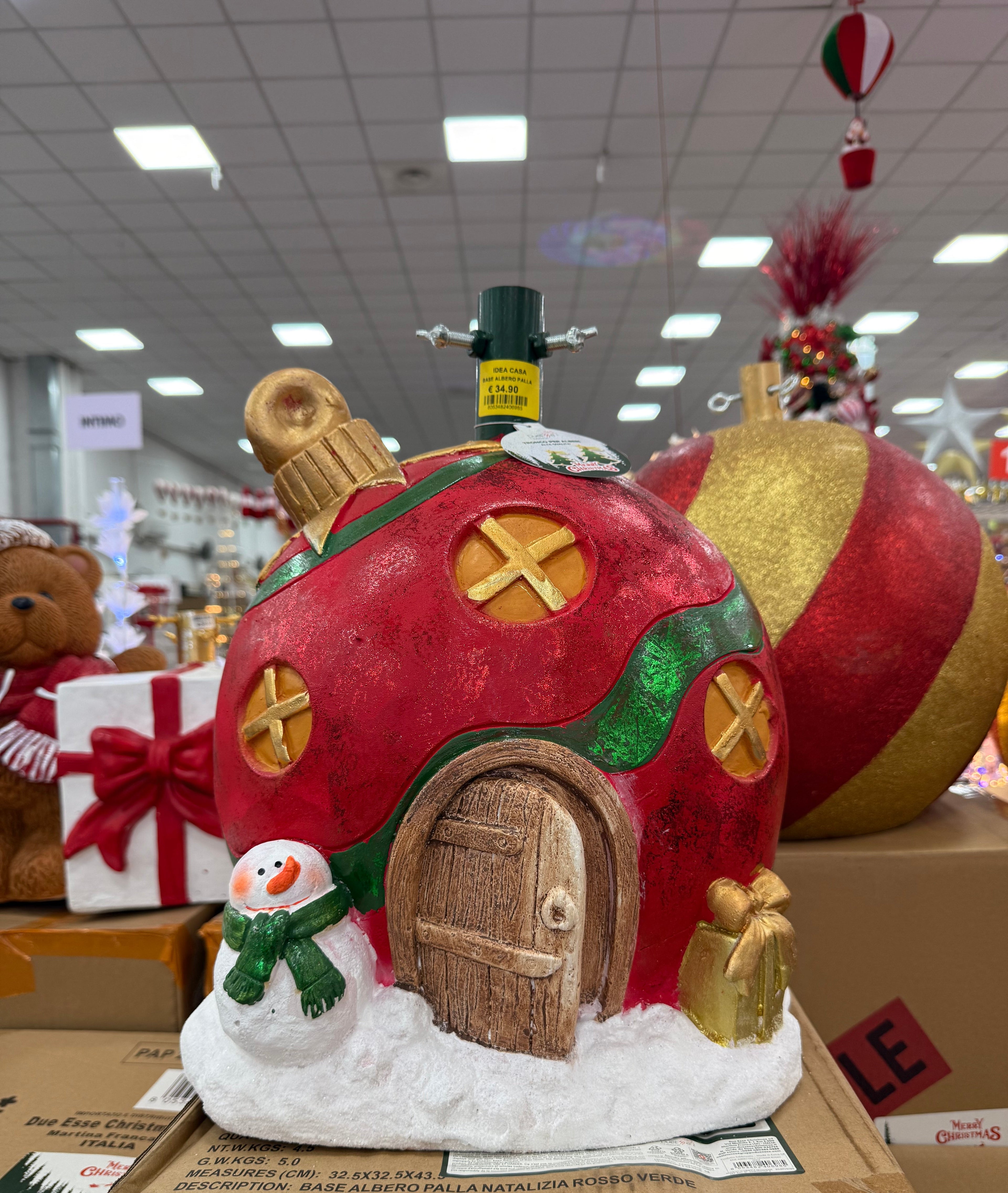 Base Albero di Natale Palla Natalizia con Pupazzo di Neve