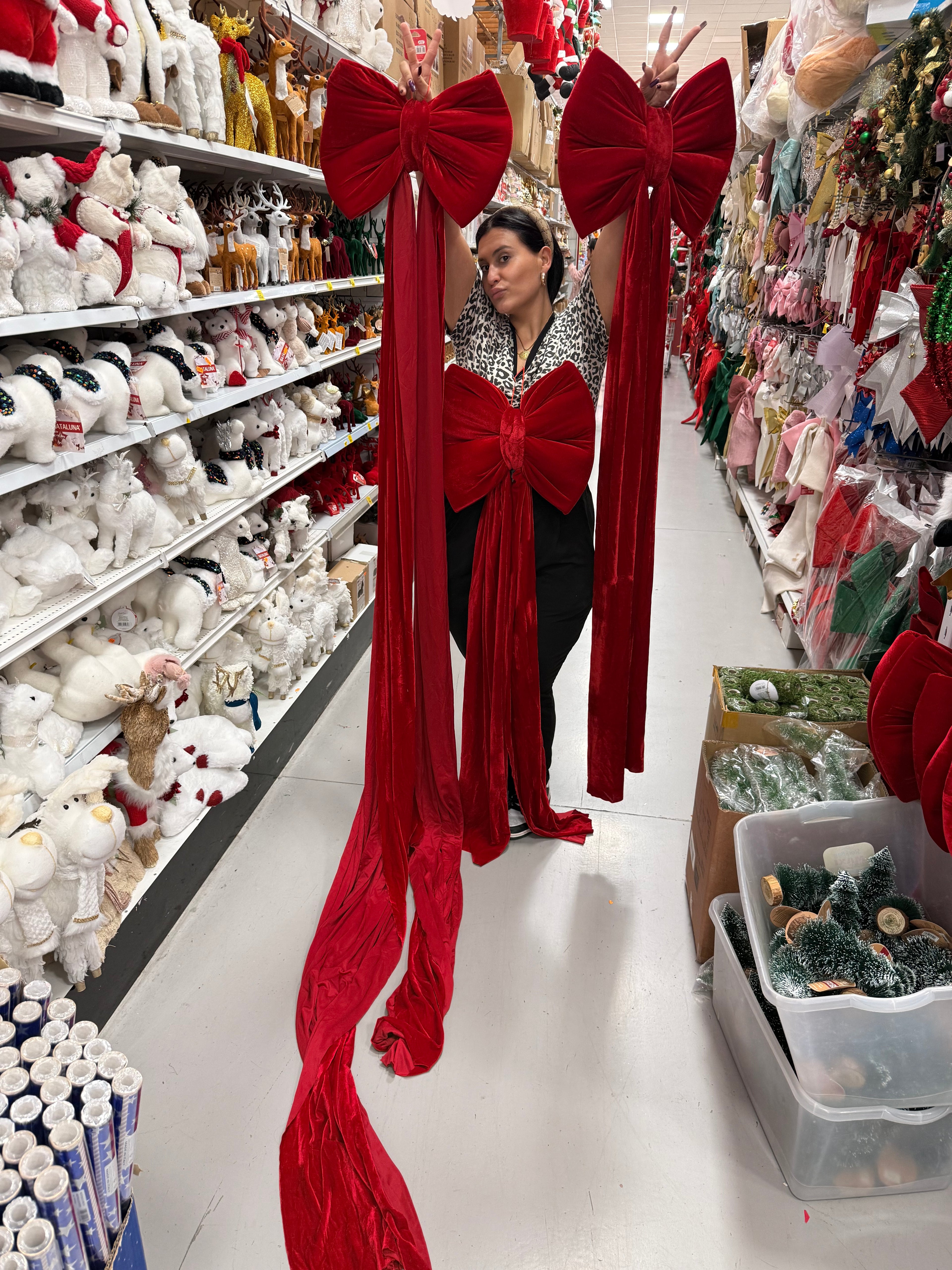 Fiocco Natalizio in Velluto Rosso – 3 Misure