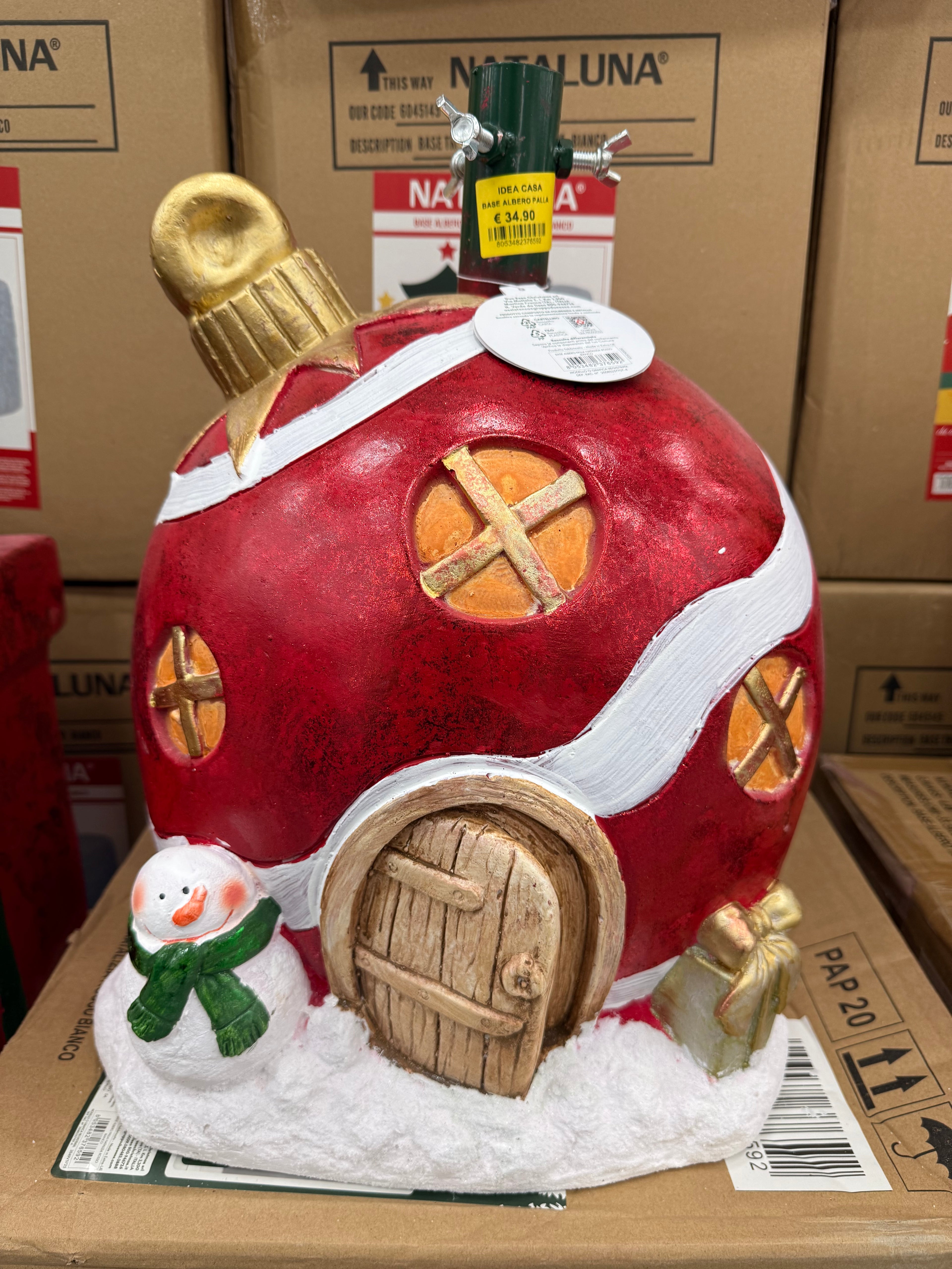 Base Albero di Natale Palla Natalizia con Pupazzo di Neve