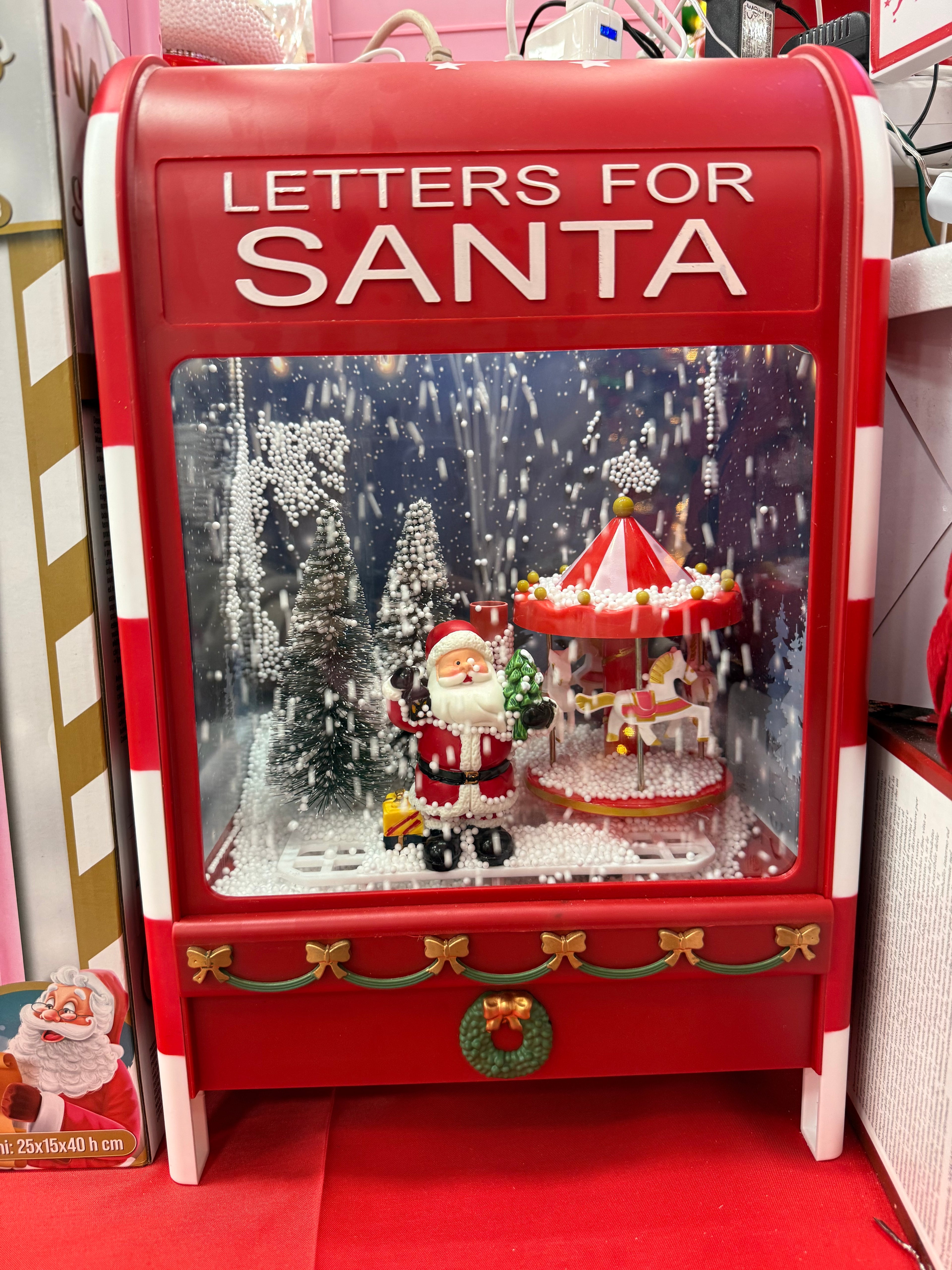 Santa Claus Mailbox con Luci e Musica – 2 colori disponibili