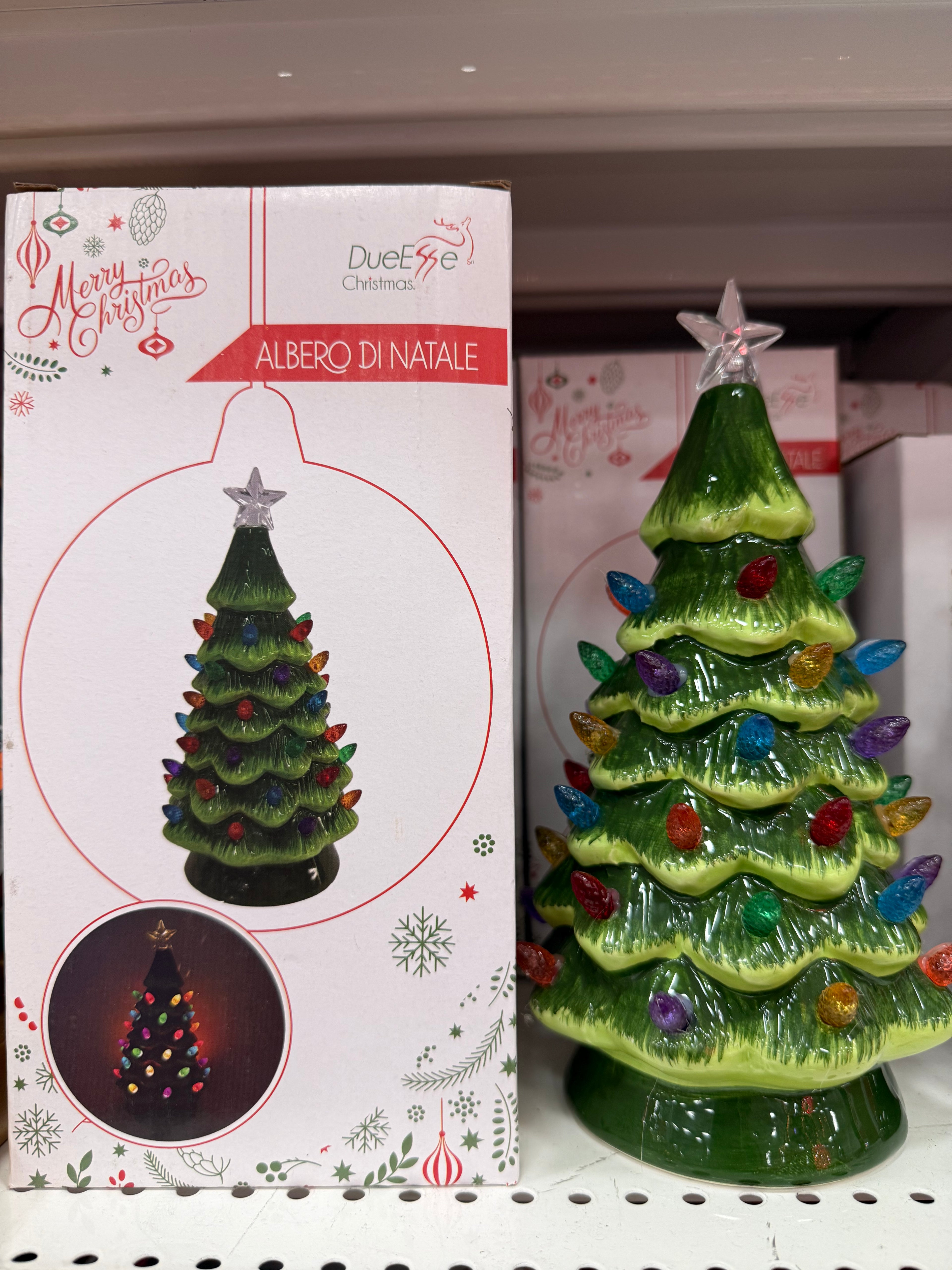 Albero di Natale in Ceramica con Luci Multicolor – 20 cm