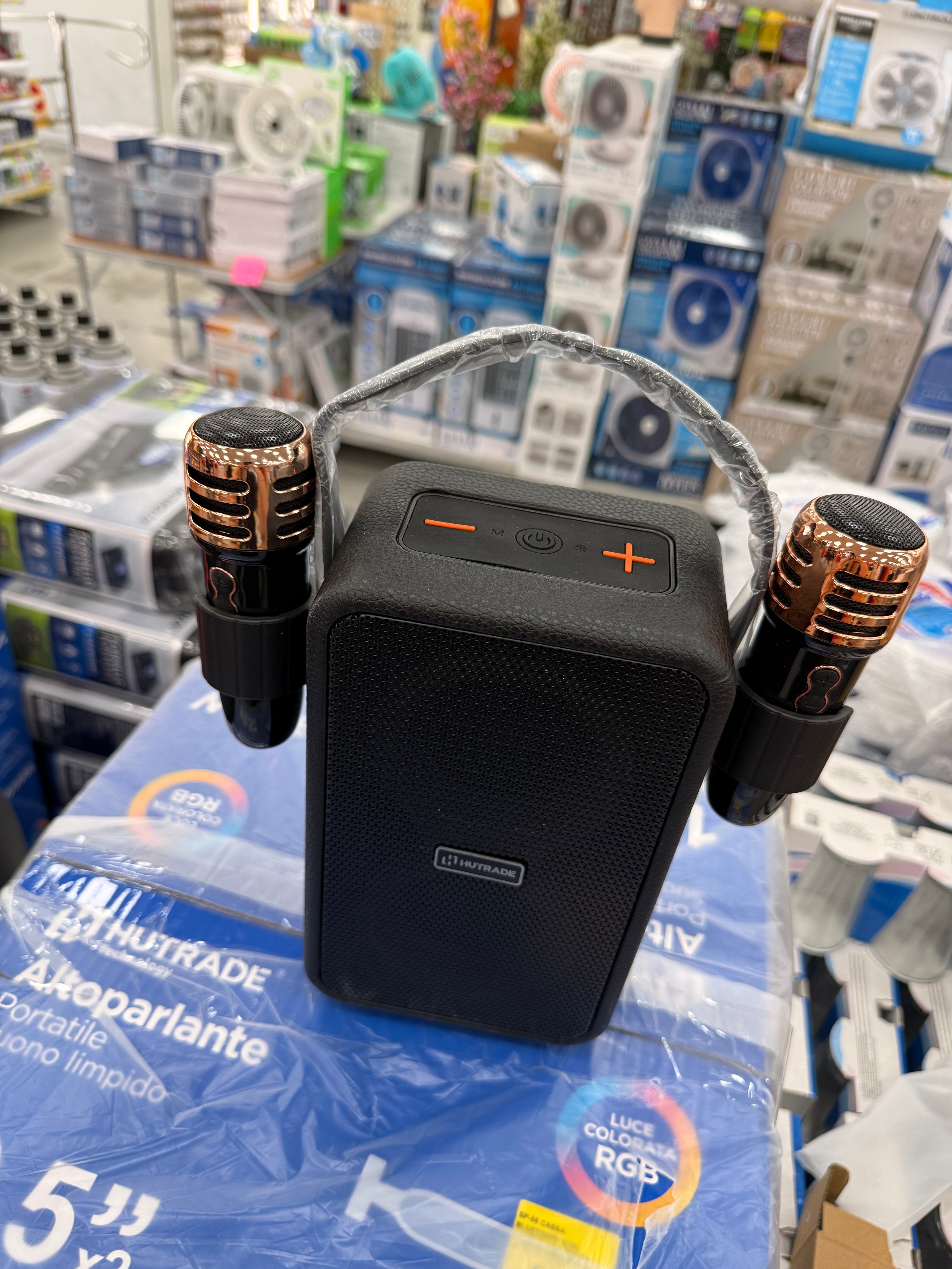 Altoparlante Portatile Bluetooth HUTRADE SP-42 con 2 Microfoni Wireless e Luci RGB
