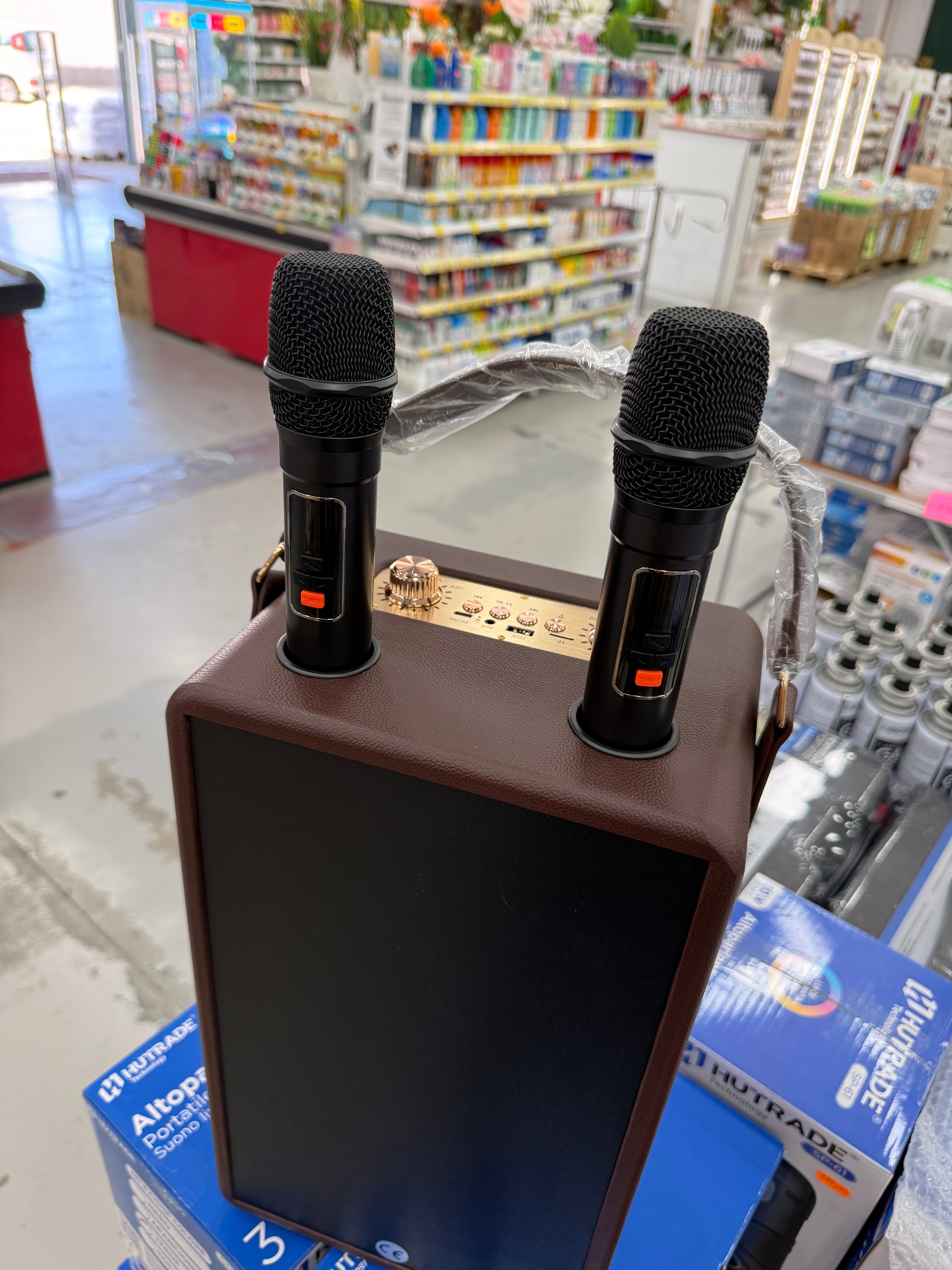 Altoparlante Bluetooth Portatile HUTRADE SP-41 con 2 Microfoni Wireless e Luci RGB