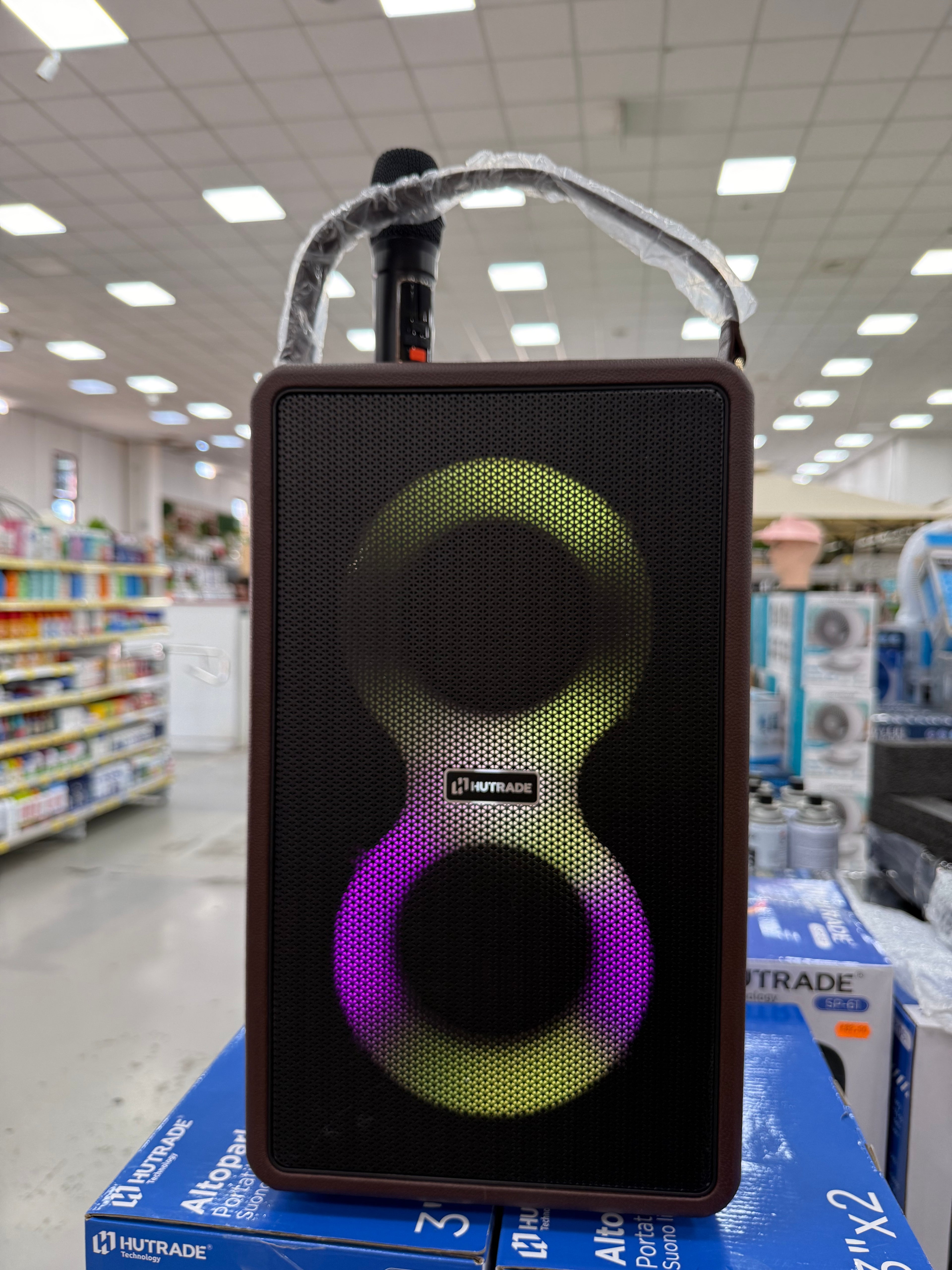 Altoparlante Bluetooth Portatile HUTRADE SP-41 con 2 Microfoni Wireless e Luci RGB