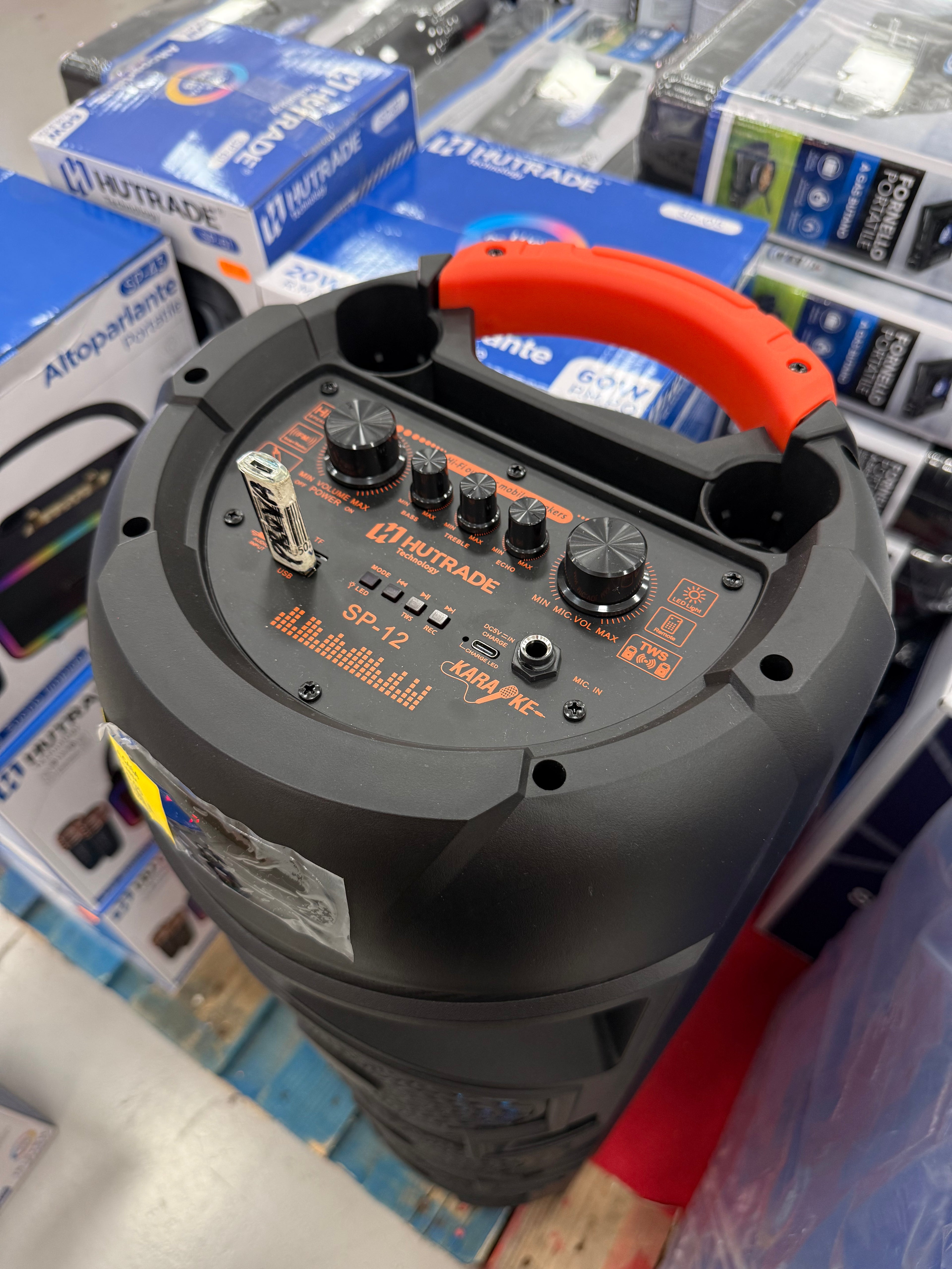 Cassa Bluetooth Trolley HUTRADE SP-12 280W PMPO con Microfono Wireless e Radio FM