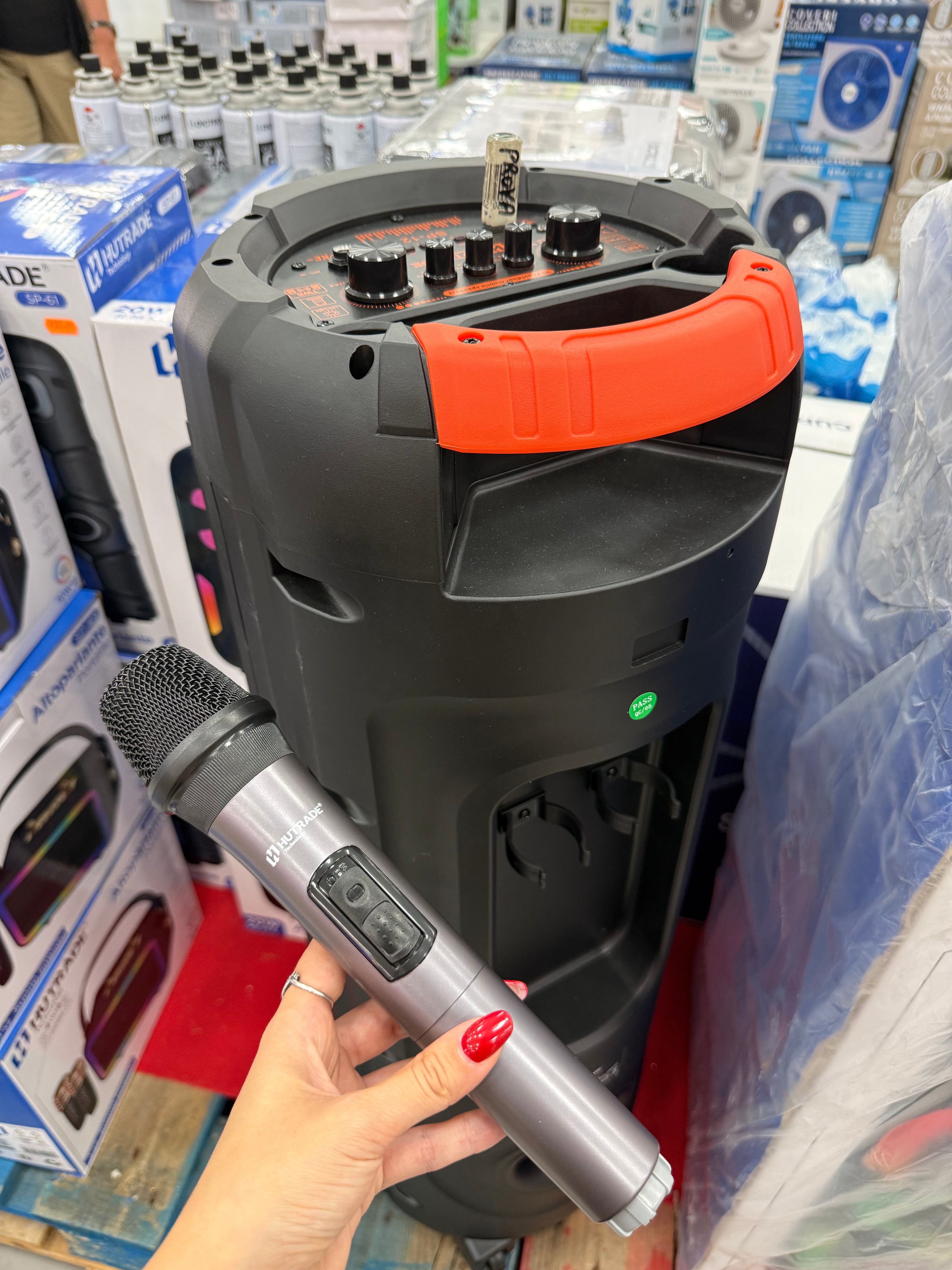 Cassa Bluetooth Trolley HUTRADE SP-12 280W PMPO con Microfono Wireless e Radio FM