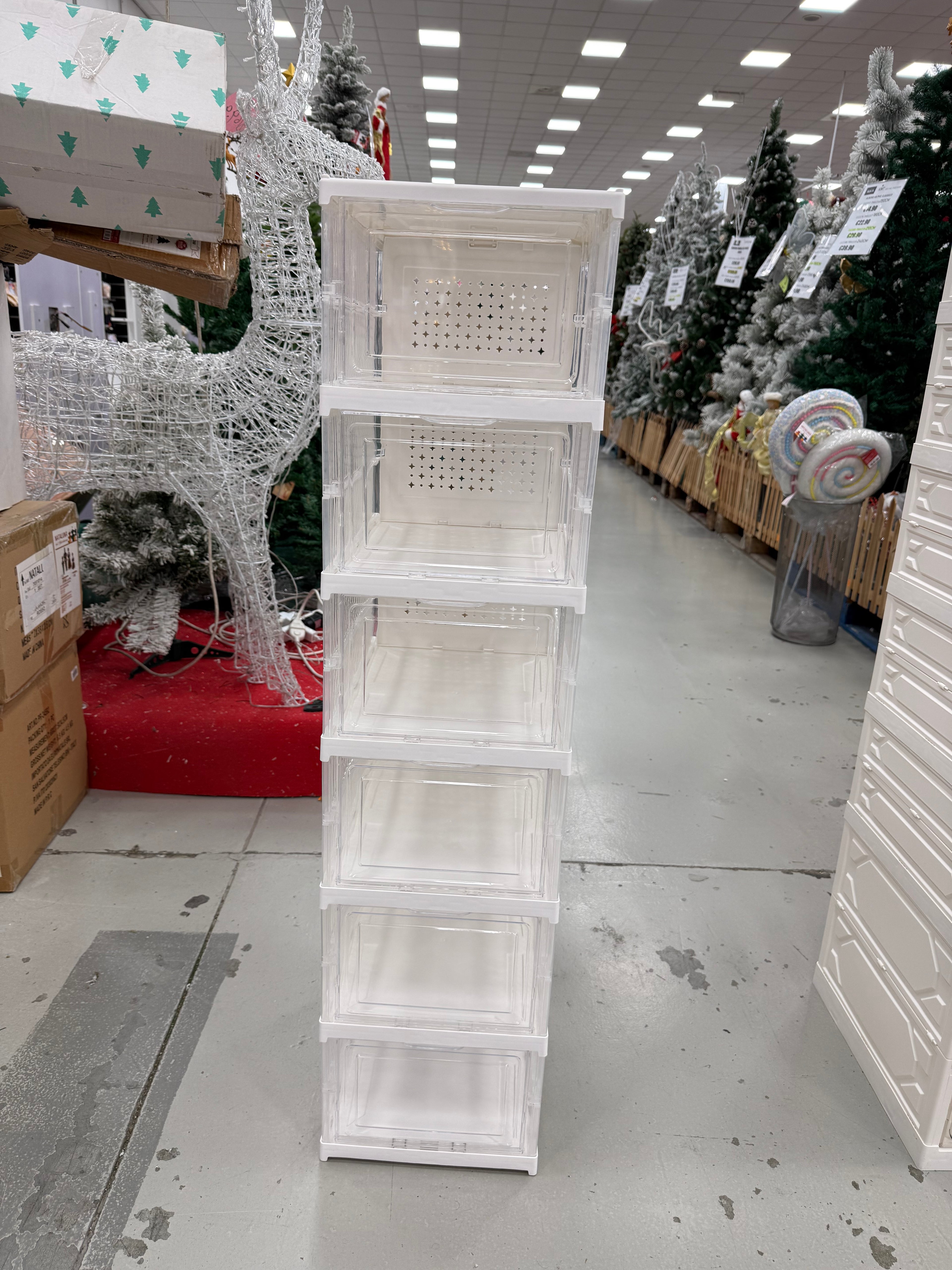 Scarpiera Componibile Salvaspazio a 6 Livelli – Moduli Trasparenti con Anta