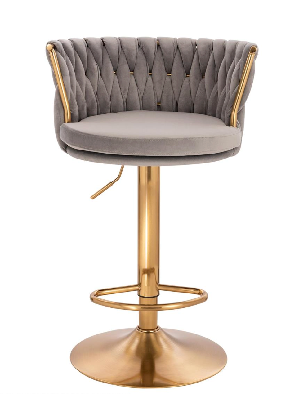 Sgabello regolabile in velluto con base oro – Stile moderno scandinavo