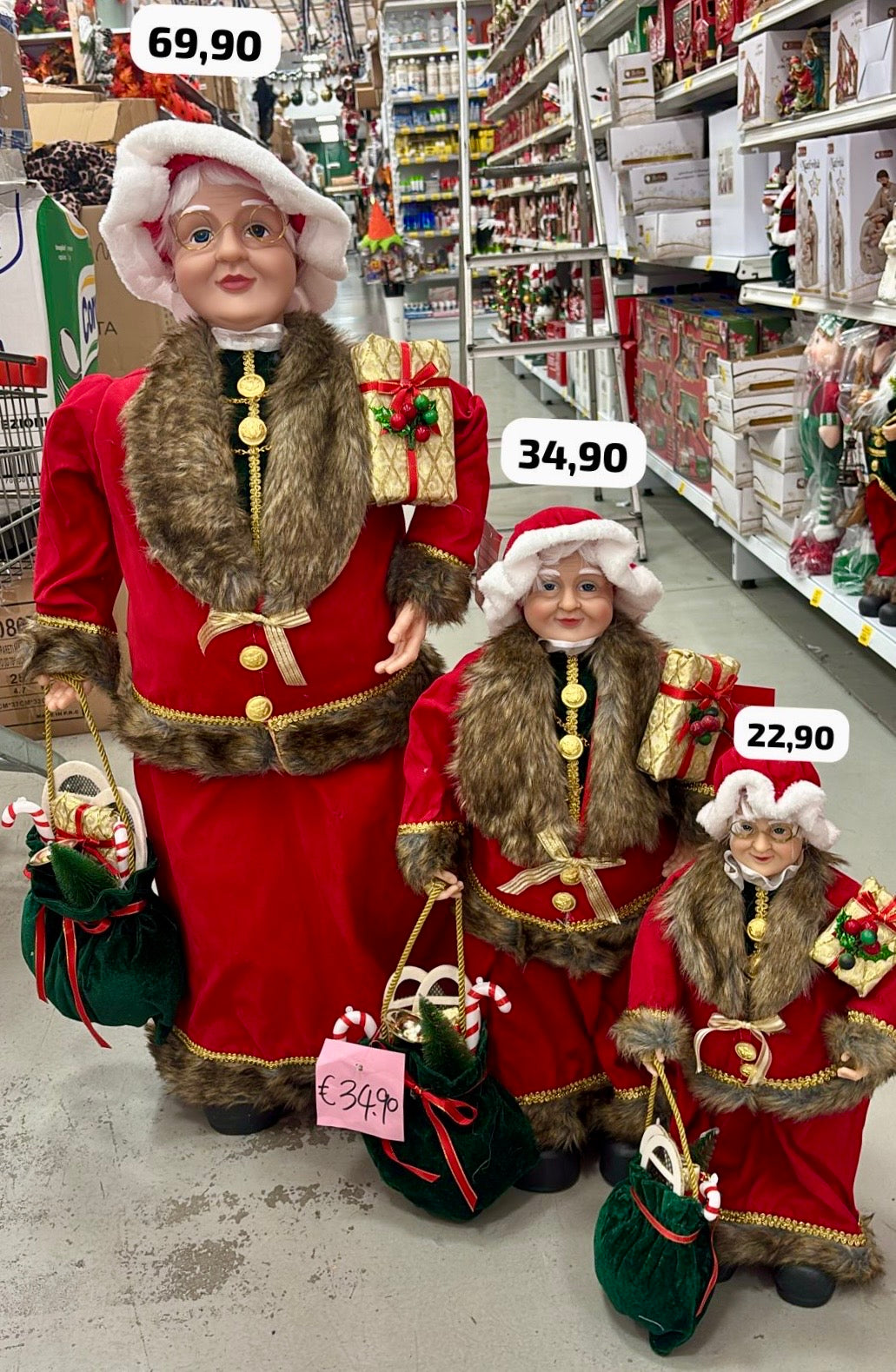 Signora Natale Decorativa con Sacco Regalo – Disponibile in 3 Misure