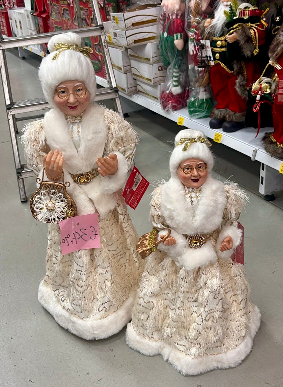 Signora Natale Decorativa in Bianco e Oro – Disponibile in 2 Misure